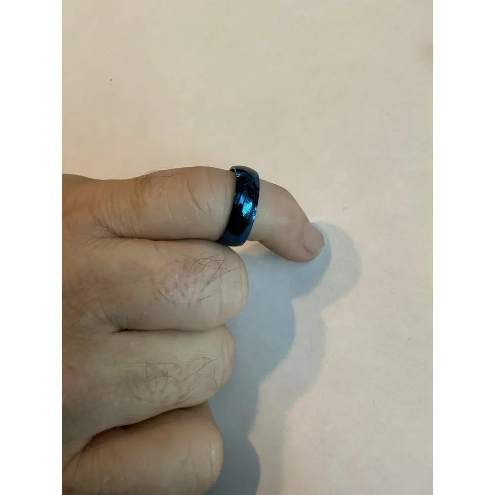 Women’s 316L Stainless Steel Wedding Band Ring Comfort Fit Blue Size 6